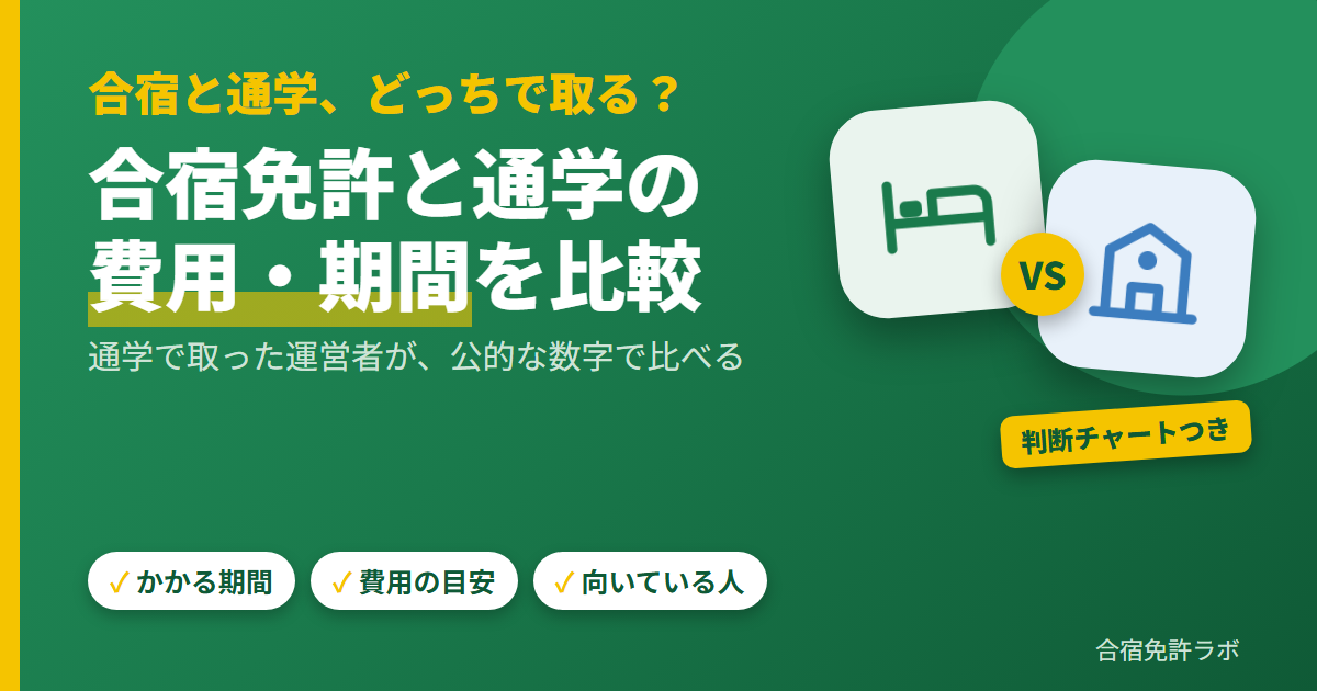 合宿免許と通学の費用・期間を比較